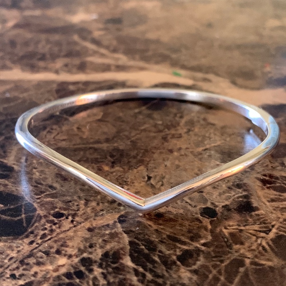 Authentic Pandora Polished Wishbone Bangle S925 ALE Cubic Zirconia New No Tags